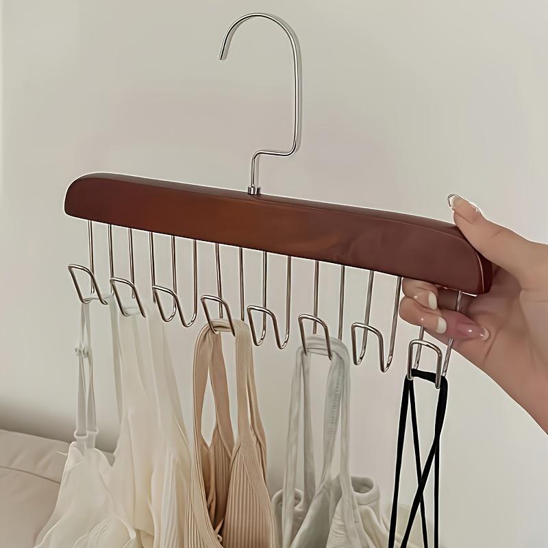 1pc Solid Wood Hanger 8 Hooks, Hook Hanger Underwear with Storage Artifact, Clothing Hanger, Clothing Storage Rack Saves Space 360 Degree Rotation