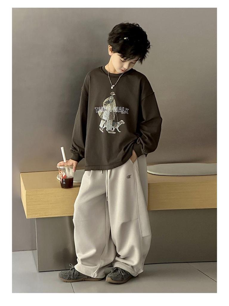 2025 Chlapecké trendy volné dlouhé kalhoty: Jarní/Podzimní Korejský Styl pro Střední a Velké Děti