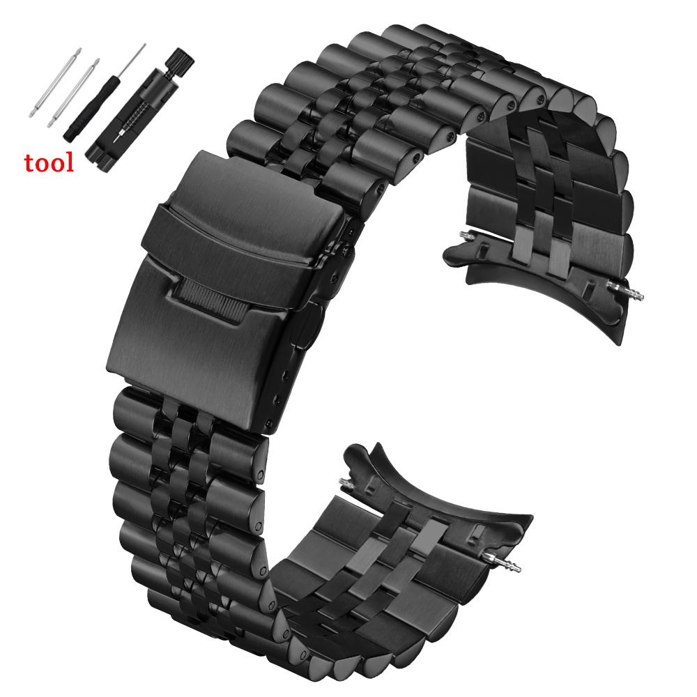 2026 Curved End Stainless Steel Bracelet 18mm 20mm 22mm Strap Folding Buckle Metal Replacement Band for Men Women Accessories