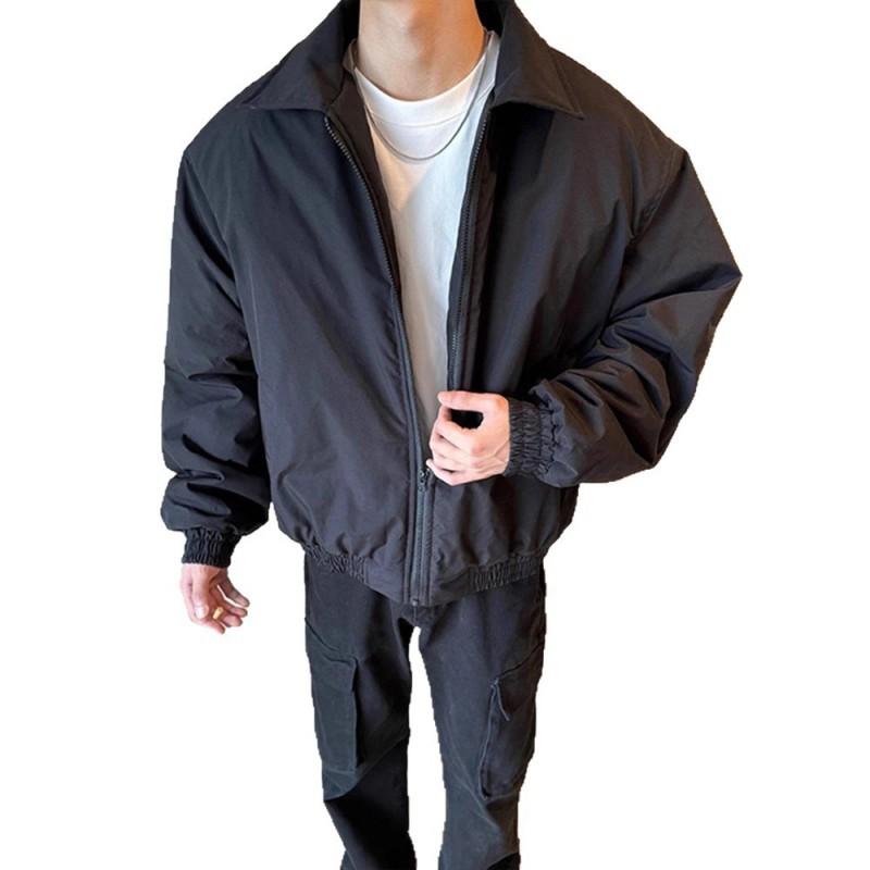 Mens Padded Flight Jacket Oversized Winter Coat Solid Color Warm Streetwear
