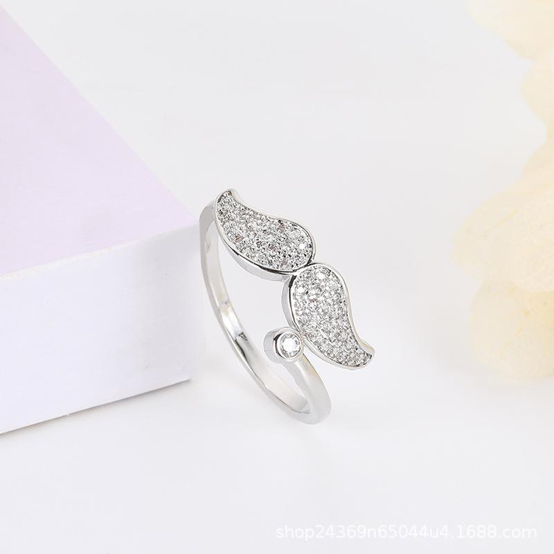 Engelsflügel Ring weibliche koreanische Mode Zirkonium voller Ring Ins Mädchen süße offenen Ring