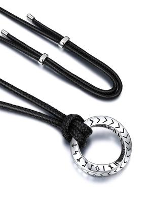 Glass Holder Surgical Stainless Ring Leather Men [FaithHeart] Men's Necklace, Steel, Hypoallergenic, Pendant, Cord, Popular, Accessory,