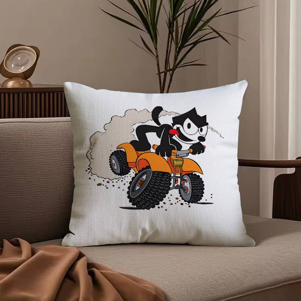 F-Felix The Cat Exquisite Pillow Case Anti-dustmite Pillowcase Invisible Zipper Silky Short Plush Sofa Cushion Cover