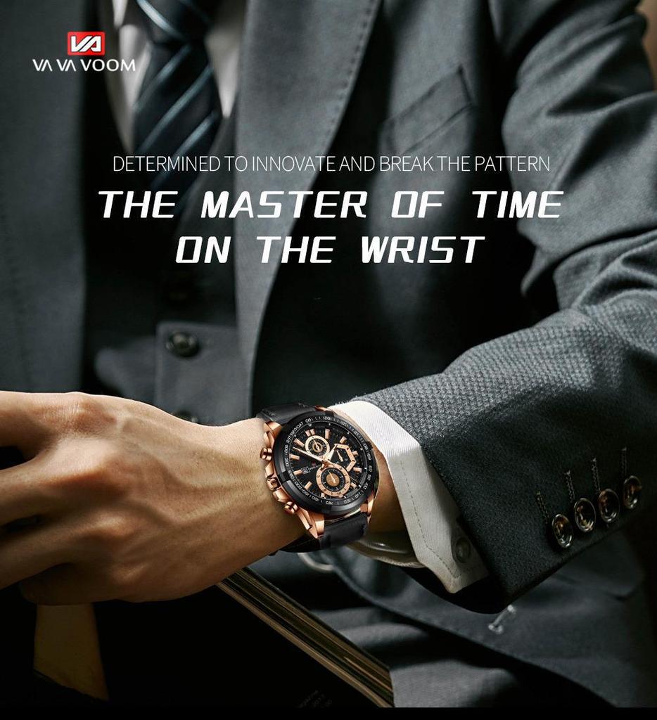 Men's Luxury Leather Strap Supercar Racing Waterproof Sports Watch