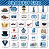 30pcs Blessing Father's Day Photo Props Blue Dress Up Costume Mask  Birthday Supplies
