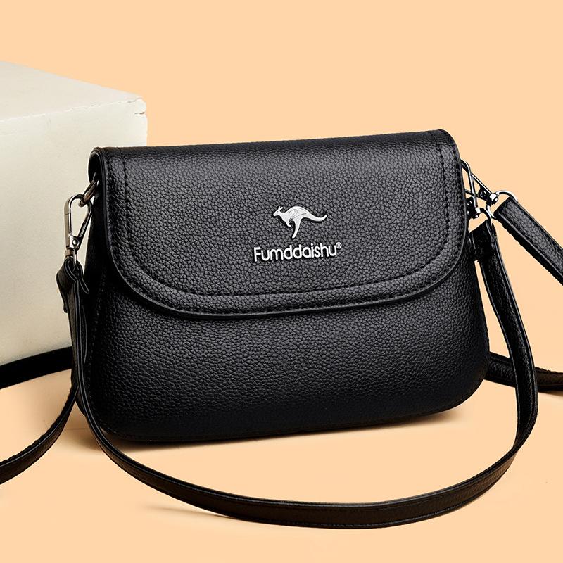 Small Square-shaped Crossbody Bag, Soft Leather, Middle-aged Mother's Bag, Single Shoulder Bag, Small Bag Casually