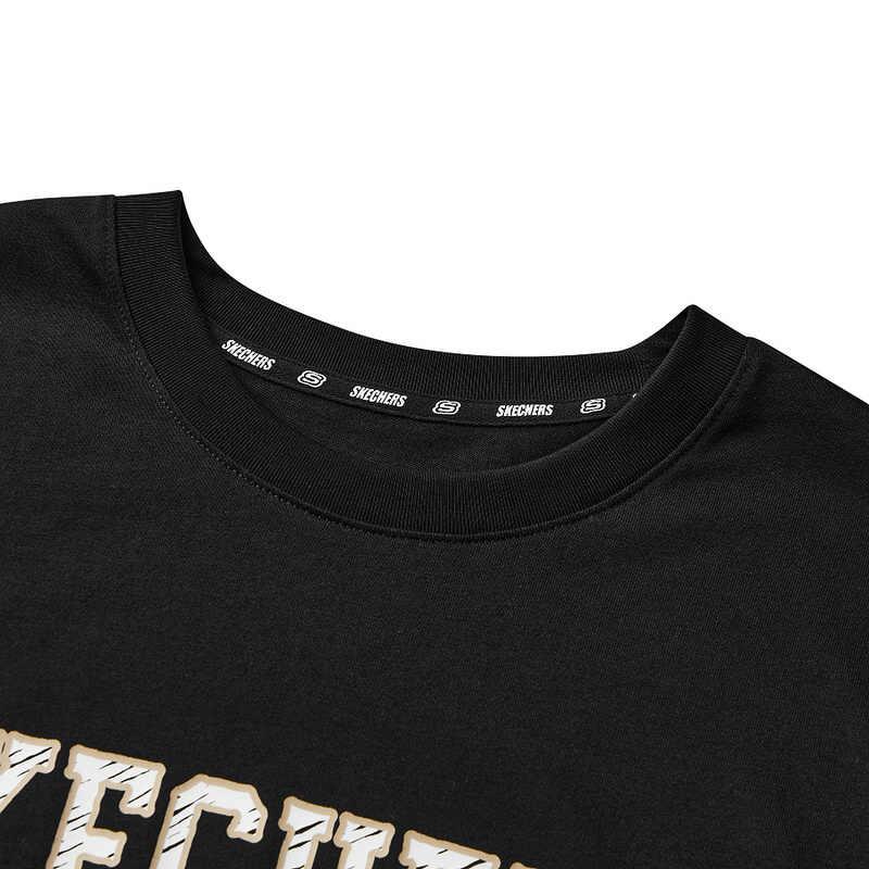 Skechers Sports League Round Neck Letter Print Straight Cut Short Sleeve T-Shirt Men Tops Black L224M095-0018