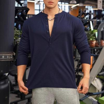 Pánske svalové tričká s dlhým rukávom s okrúhlym výstrihom Top do posilňovne Fitness tričko Pánske ležérne tréningové atletické tričko na každodenné športy Streetwear