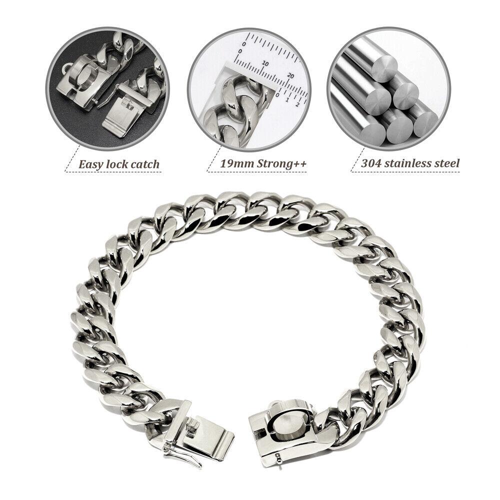 19mm ze stali nierdzewnej złoty łańcuszek dla psa Choker naszyjnik gruby kubański Link dla Pitbull obroża dla psa obroże dla zwierząt Chihuahua Correa Perro