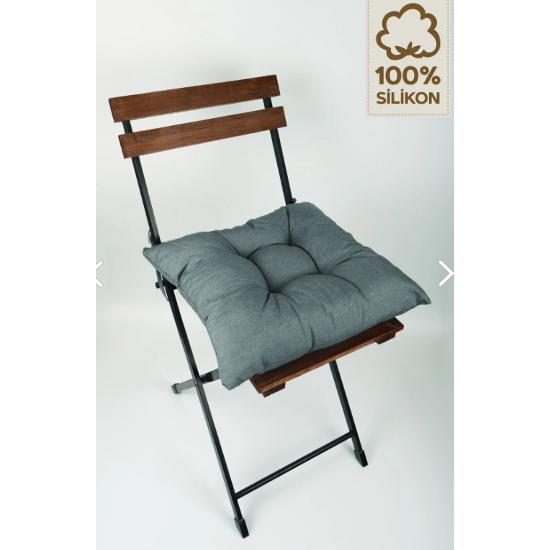 4-Piece Decorative Pofidic Chair Cushion with Lace Gray 40x40