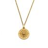 Men's Hip Hop Stainless Steel Compass Pendant Necklace New 18K Gold Coin with Diamond Hiphop Fashion Chain Charm Jewelry