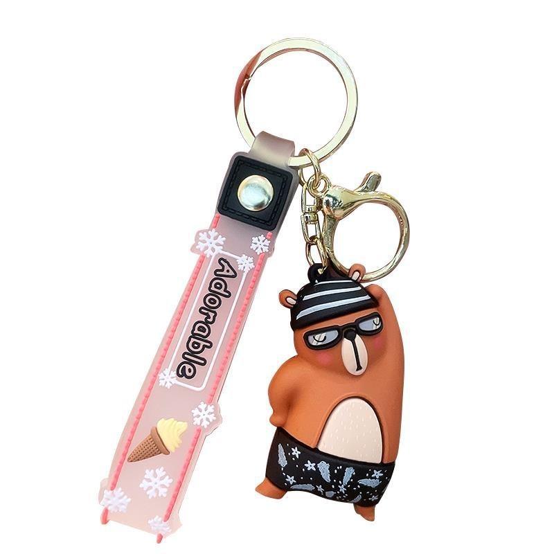 Soft Adorable Rubber Keychain Cute Cartoon Animal Key Ring For Cars Bags And
