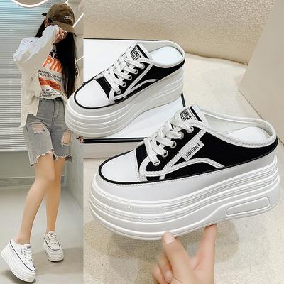 Denim Plateausandalen Damen Hausschuhe Schnürung Klobige Sneaker Lässig Bequem Atmungsaktiv Herbst Spitz zulaufende Schuhe Zapatillas De Mujer