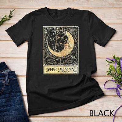 The Moon Tarot Card Crescent Cat Night Halloween Costume Unisex T-shirt