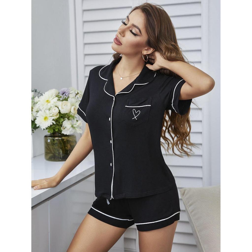 Homewear Sets Cardigan Short-sleeved Shirt Shorts Summer Pajamas for Women