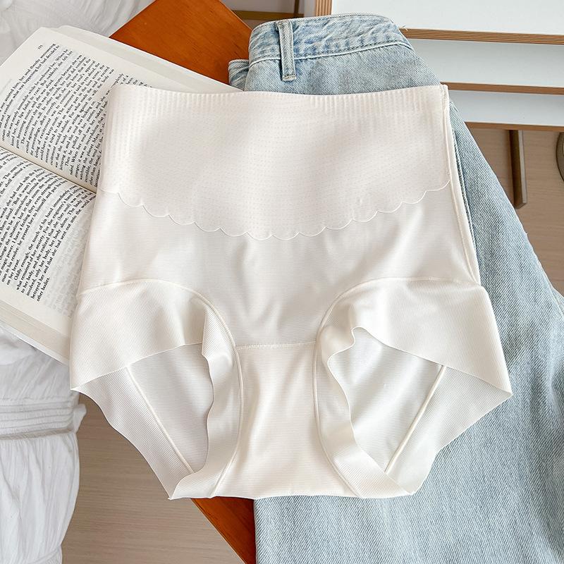 Damen-Unterwäsche, nahtlos, Eisseide, hohe Taille, leichte Bauchhose, bequeme, antibakterielle Shapewear-Hose im Schritt