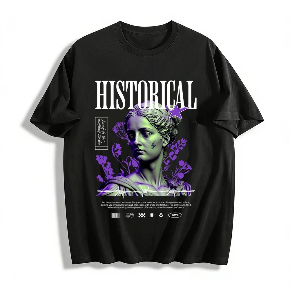 

Vintage Greek Goddess Print Edgy Streetwear Casual Tee Pure cotton T-shirt XXS