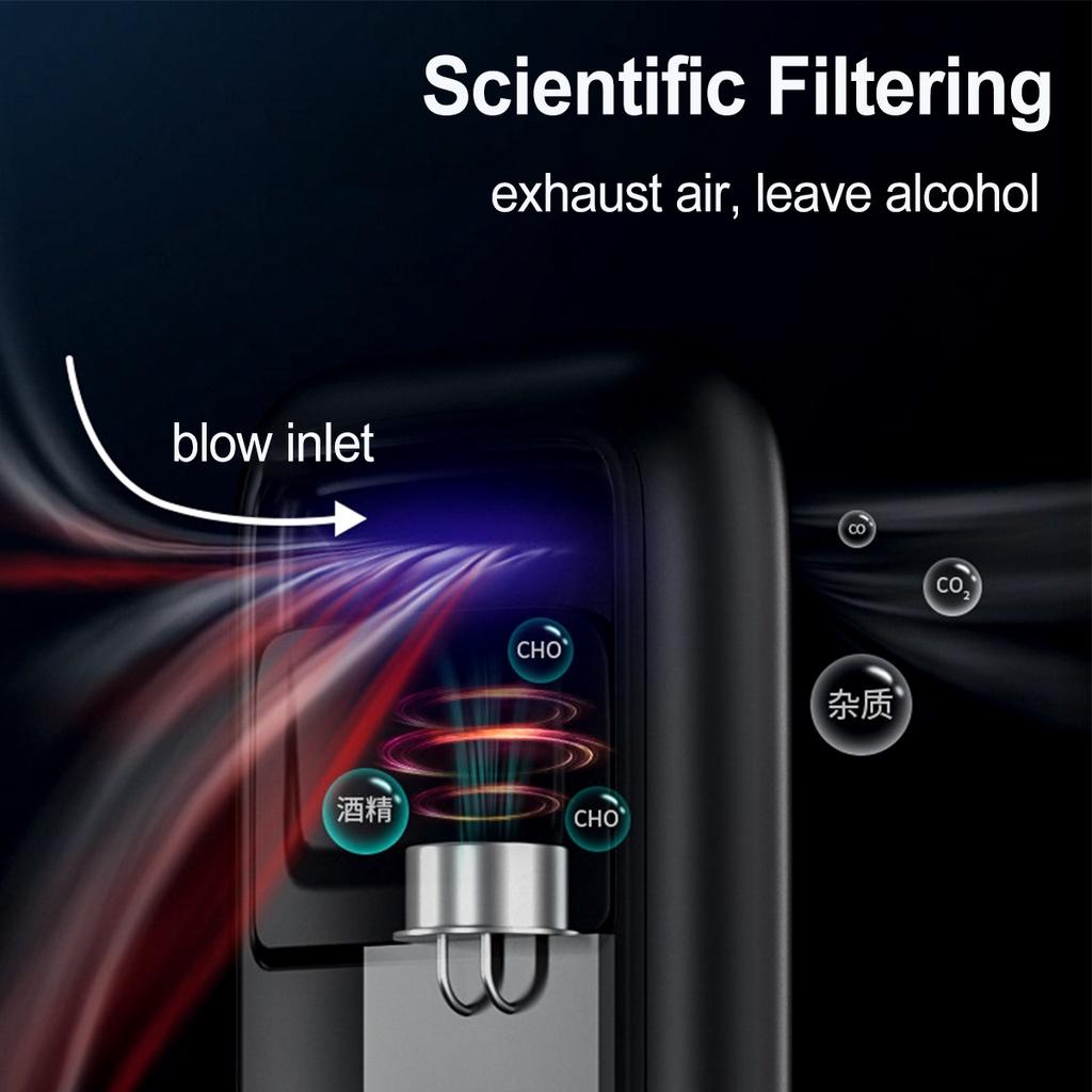 Black/Silver Breath Alcohol Tester Professional with LCD Screen High Accuracy Portable Breathalyzer Digital Alcohol Detector USB Charge
