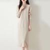 Women's Wool Knit Sweater Dress - Half High Neck, Over Knee, Loose Mid-Length Pullover for Autumn/Winter