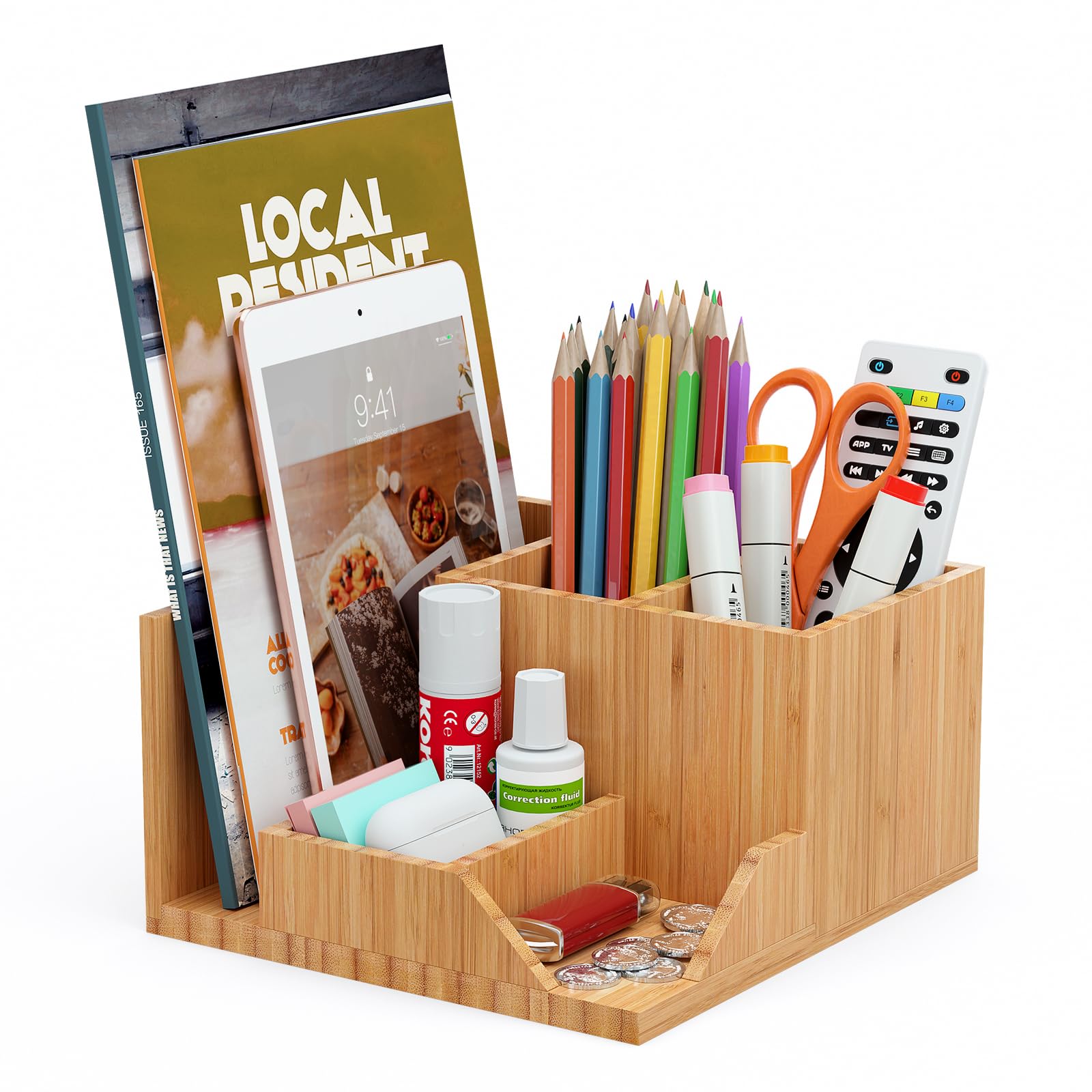 

Органайзер для стола Pezin & Hulin с подставкой для ручек, поддерживает порядок на вашем столе, 5-секционный дизайн, хранит канцелярские товары, косметику, мелкие предметы, ювелирные изделия и