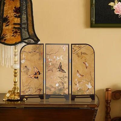 Decorative Screen Feng Shui Ornament Artistic Mini Folding Partition for Bedroom Fireplace
