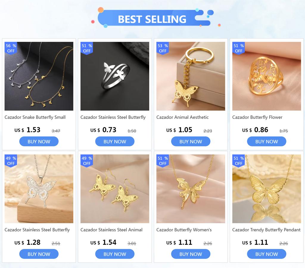 Cazador Korean Stainless Steel Butterfly Pendant Necklace Trendy Gold Color Chain Necklaces For Women Jewelry Gifts New 2026