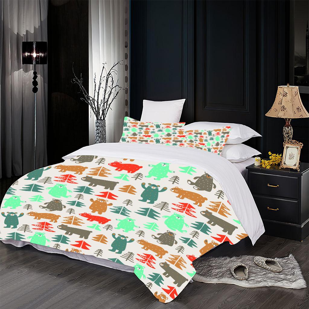 

Комплект постельного белья King Duvet Cover Set с 3D принтом животных бурого медведя для детей подростков взрослых, пододеяльник на молнии и наволочка W90xL190cm