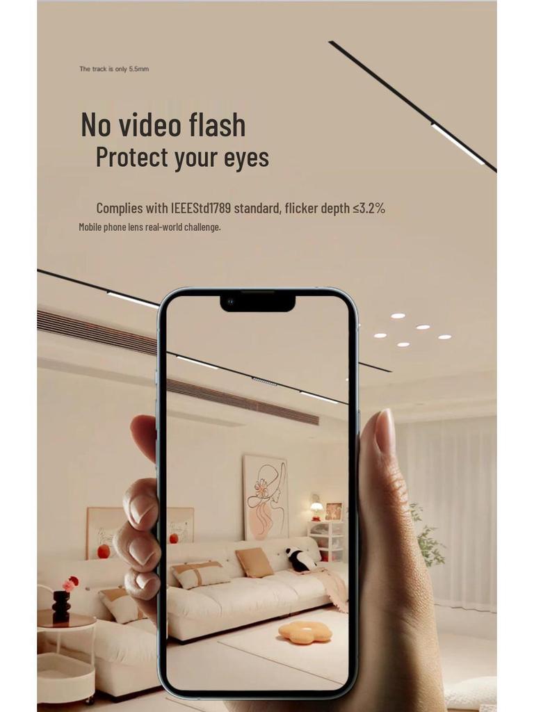 Ultra-Thin Surface-Mounted Magnetic Track Light Set for Living & Dining Rooms