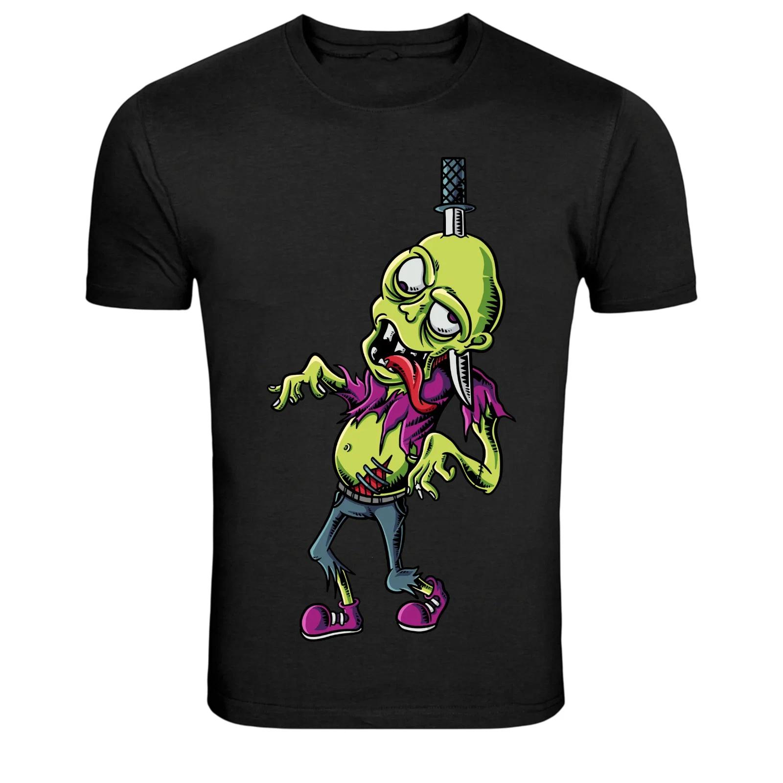 Funny Zombie Cartoon Undead Punk Graphic T-Shirt XL