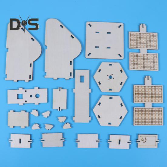 1 Set DIY Artificial Satellite Model Kit Educational Handmade Wooden Puzzle Satellite Model Kids Science Exploration Projects STEM Toy