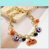 Conjunto de Pulseiras com Pingentes de Abóbora e Caveira de Halloween Mais Vendido Para Mulheres