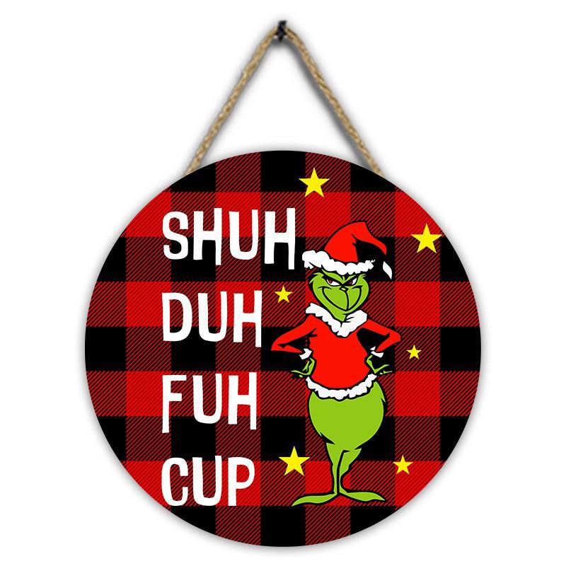 Grinch Wooden Wall Hanging Sign - Christmas Decoration