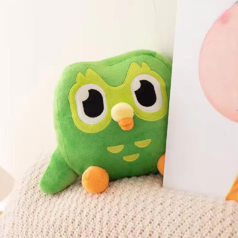 Grüne Duolingo Eule Plüschtier Duo Plüschtier von Duo der Eule Cartoon Anime Eule Puppe Weiches Stofftier Spielzeug Kinder Geburtstagsgeschenk