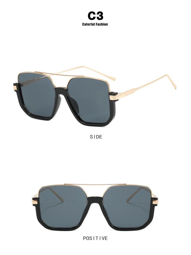 2023 Korean Style Retro Large Frame Double Bridge UV Protection Sunglasses for Driving.