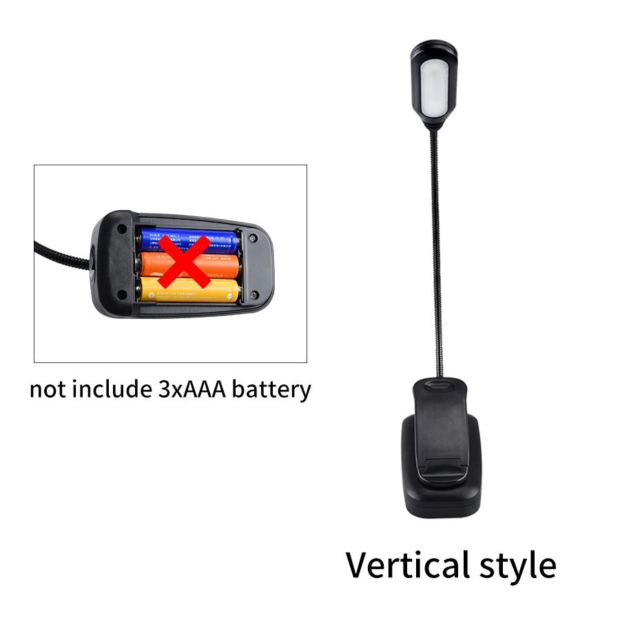 Clip LED Book Light 5 LEDs AAA Battery Powered Portable Flexible Reading Lamp Eye Protection Student Study Learning Office