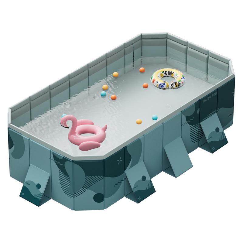 Blue No-Installation Inflatable-Free Family Swimming Pool for Outdoor Home Use - Ready for Immediate Use
