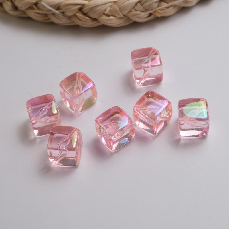 CH39 New Ice Cube Translucent Square Bead Diagonal Hole Candy-colored Exquisite Beaded Acrylic Jewelry Material Accessories