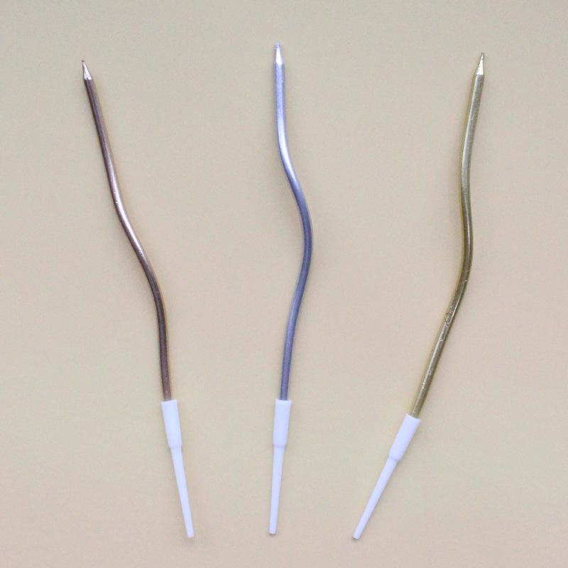 Boxed Gold Plated Single Curved Birthday Cake Candle Party Baking Decoration Golden Silver Curved Candle