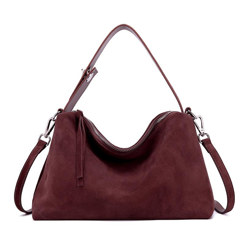 Women's Genuine Leathe Suede Cowhide Shoulder Bag Frosted Cow Large Capacity Versatile Commuting Luxury Designer Crossbody bag