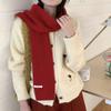 New Style Wool Blended Winter Scarf for Women Solid Color Knitted Korean Style Fresh  Sweet Fashionable and Versatile Warm Scarf