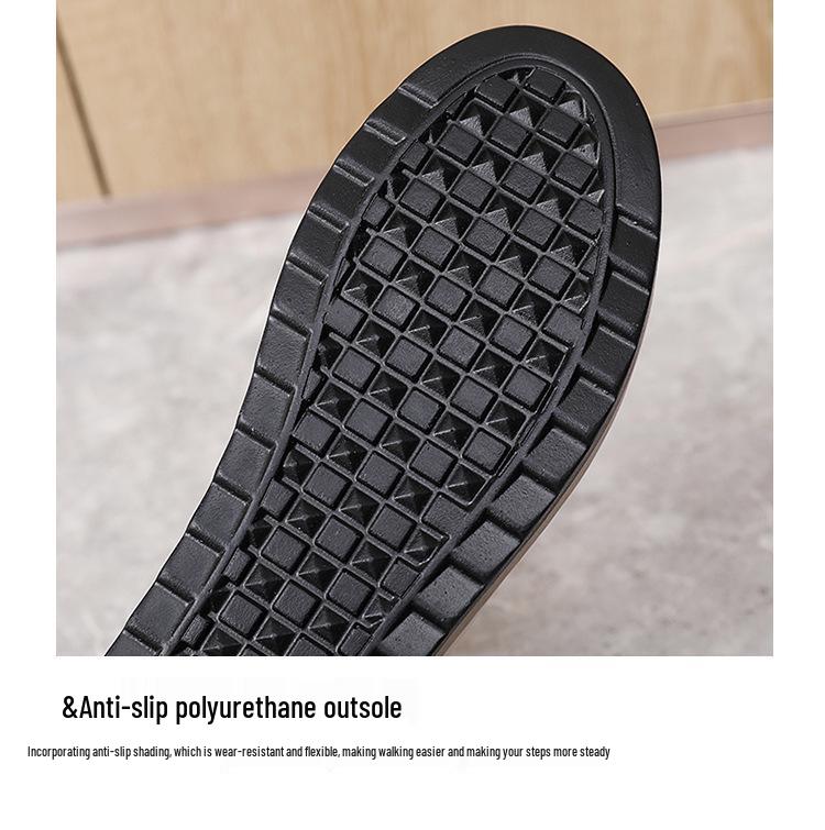 Women's Plus Size Genuine Leather Slip-On Platform Shoes - Thick Sole, Height Increasing, Spring & Autumn Fashion for Work.