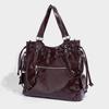2025 Summer New Fashion Versatile Niche High-End Feel Drawstring Motorcycle Style Large Capacity Crossbody Shoulder Tote Bag