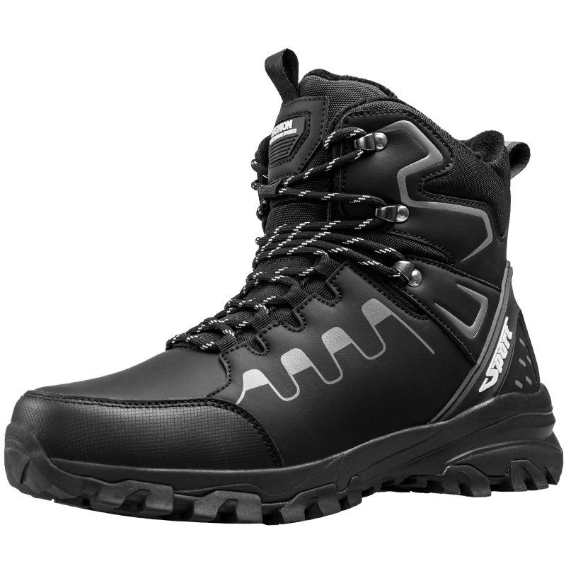 Men's Winter Warm Snow Boots With Fur Lined Outdoor Anti-Slip Waterproof Walking Ankle Booties for Male Comfortable Hiking Mid-Calf Boots Shoes