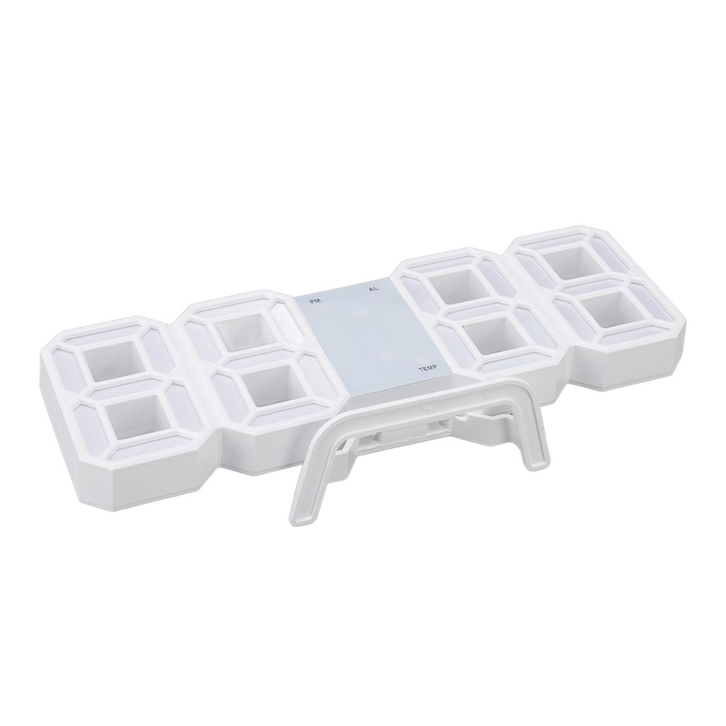 3D LED Digital Clock Time Temperature Display Night Light Alarm Function White 3D Digital Clock for