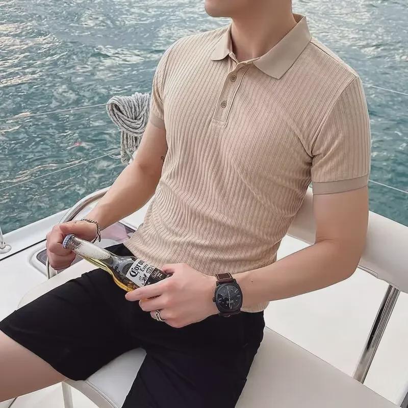 2024 Men's Slimming Solid Color Short-Sleeve Trendy Summer Polo