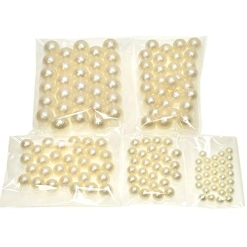 starPG Large Quantity 6mm 8mm 10mm 12mm 14mm Cotton Pearl-Style Beads, No Holes, White (Assorted 150 Pieces)