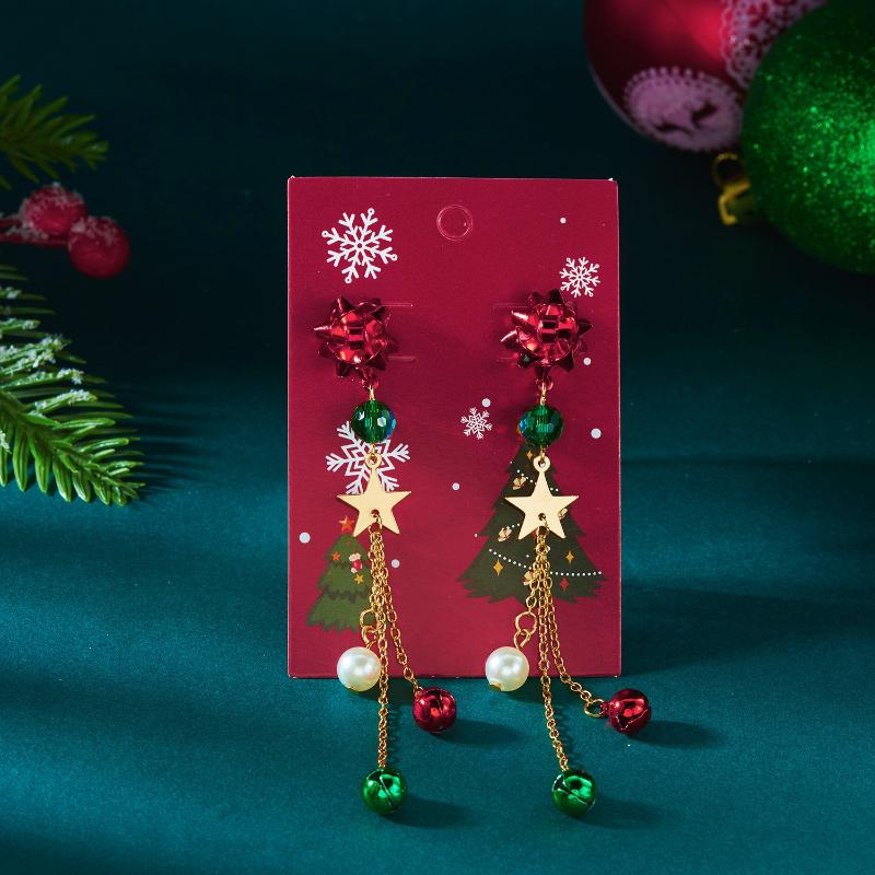 Christmas Tree Snowman Bow Bell Boots Dangle Earrings For Women Cute Snowflake Tassel Earring New Year Party Jewelry Xmas Gifts