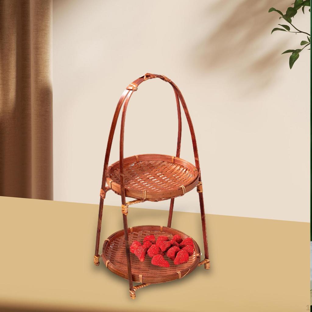 Bambusový tkaný košík na ovoce servírovací podnos na snídani do kuchyně