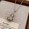 Chinese Retro Silver Gourd Necklace with Gold Hollow Carved Details - Clavicle Sweater Chain