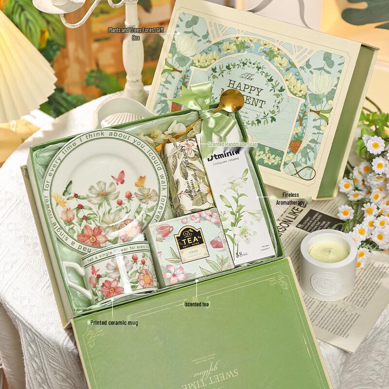 Romantic Forest Printed Ceramic Mug & Saucer Set Set 03